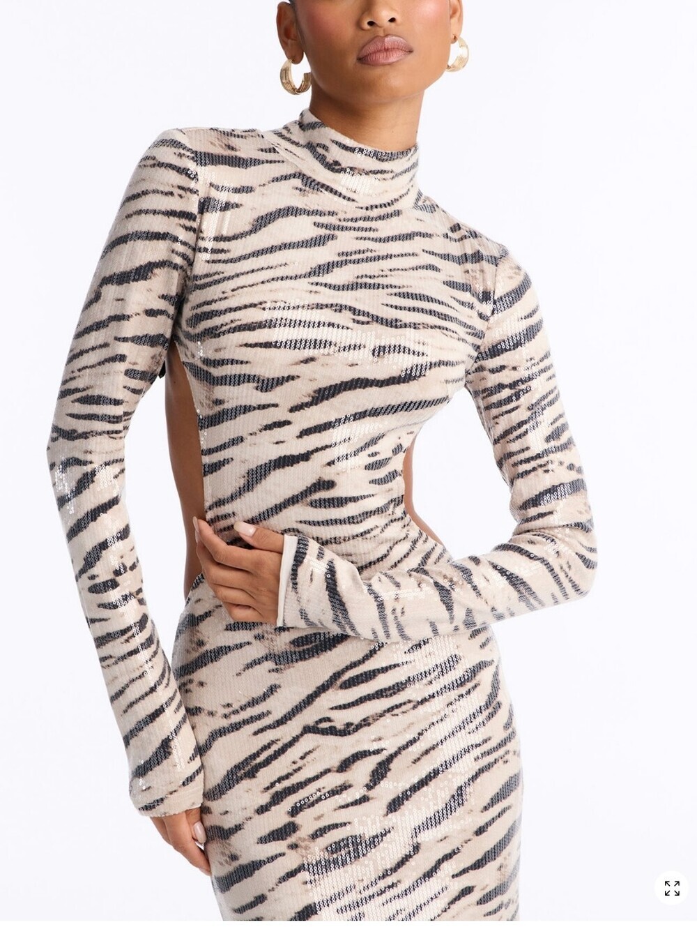 Animal-Print Open-Back Maxi Dress - Beige/Black - Picture 3 of 5
